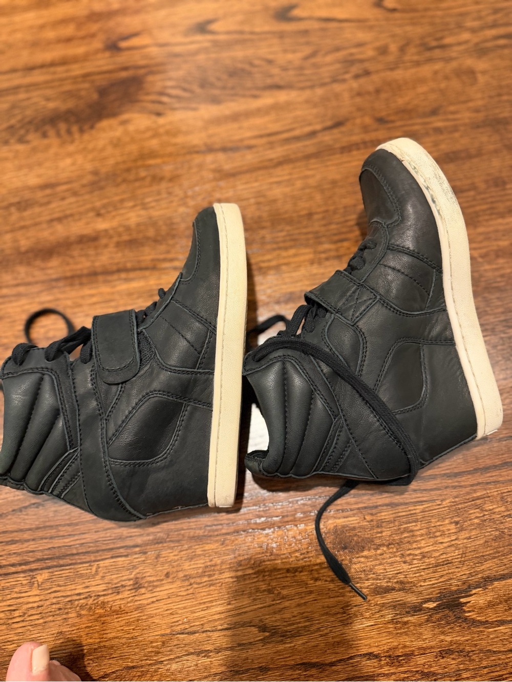 Ash Black Wedge Lace-Up Sneaker with White Trim - Picture 5 of 6